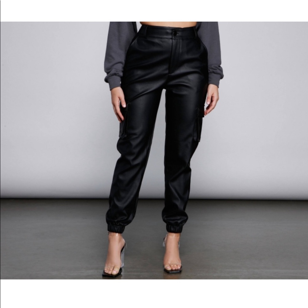 Windsor Faux Leather Cargo Joggers